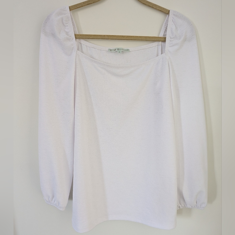 Cleo White Square Neck Knit Top